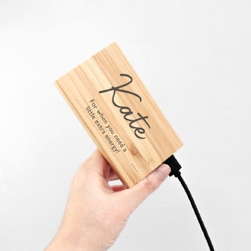 Personalised Bamboo Wireless Powerbank