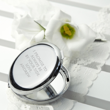 Personalised Silver Plated Lucky Sixpence Compact Mirror