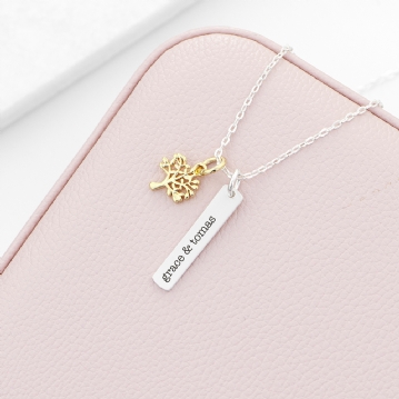 Personalised Tree Of Life Vertical Bar Necklace