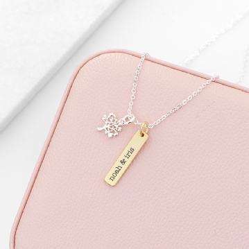 Personalised Tree Of Life Vertical Bar Necklace