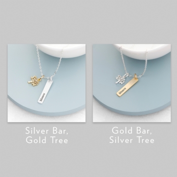 Personalised Tree Of Life Vertical Bar Necklace