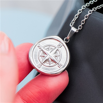 Personalised Men's Compass Amulet Necklaces