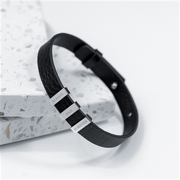 Personalised Men's Soho Tag Black Leather Bracelet
