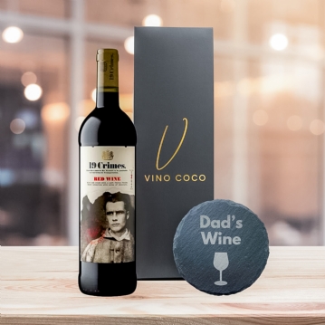 19 Crimes Red Wine & Sauvignon Blanc Gift Sets with "Dad's Wine" Slate Coaster