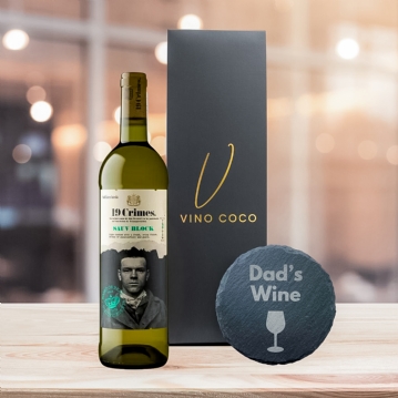 19 Crimes Red Wine & Sauvignon Blanc Gift Sets with "Dad's Wine" Slate Coaster