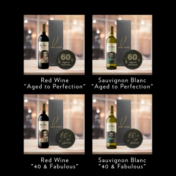 19 Crimes Red Wine & Sauvignon Blanc Gift Sets with 60th Birthday Slate Coaster