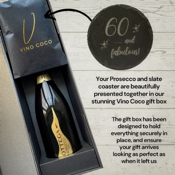 Bottega Prosecco & "60 & Fabulous" Slate Coaster Gift Set