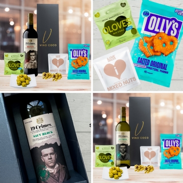 19 Crimes Sauvignon Blanc & Red Wine Savoury Snacks Gift Sets