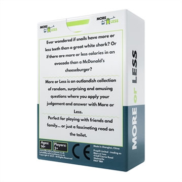More or Less Trivia Card Game