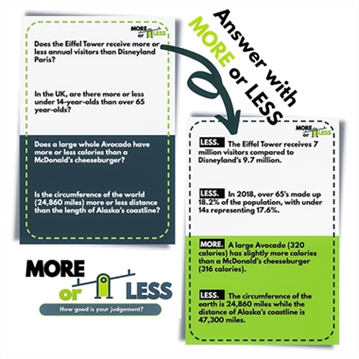 More or Less Trivia Card Game