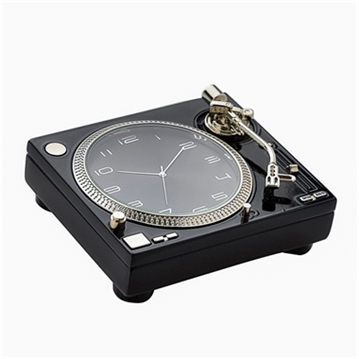 Miniature Black Record Player Clock