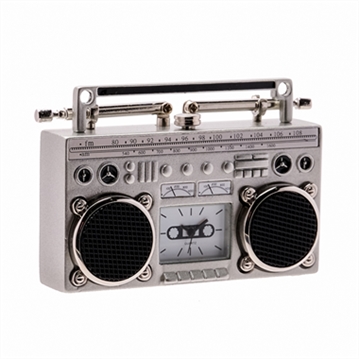 Miniature Silver Radio Clock
