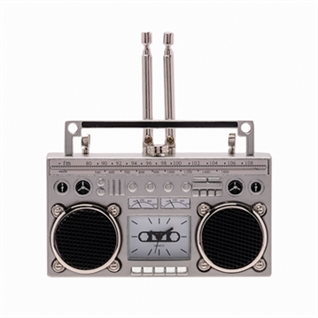 Miniature Silver Radio Clock