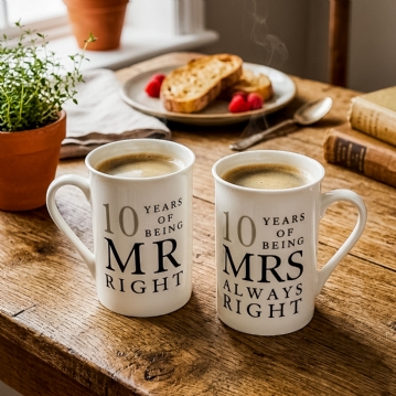 mr right mrs always right 10th anniversary mugs