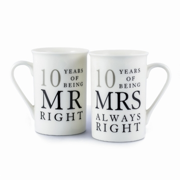 mr right mrs always right 10th anniversary mugs