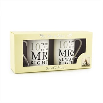 mr right mrs always right 10th anniversary mugs