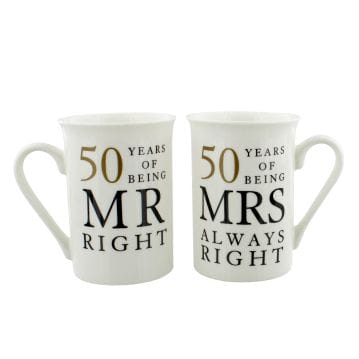 50 Years of Being Mr Right and Mrs Always Right Mugs