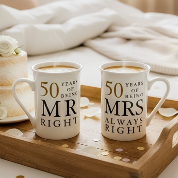 50 Years of Being Mr Right and Mrs Always Right Mugs