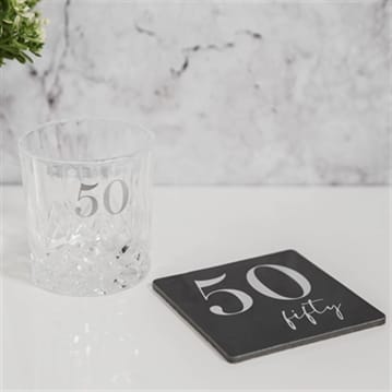 50th Birthday Whisky Glass and Coaster
