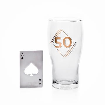 50th Birthday Beer Glass & Bottle Opener