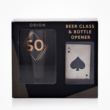 50th Birthday Beer Glass & Bottle Opener