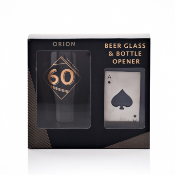 60th Birthday Beer Glass & Bottle Opener