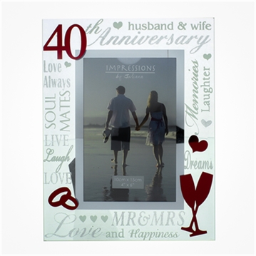 Mirror Words 40th Anniversary 4 x 6 Photo Frame