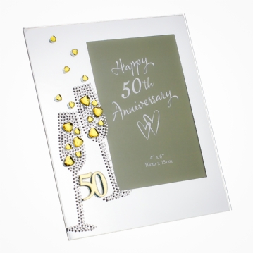 50th Anniversary Crystal Flute 4x6 Photo Frame