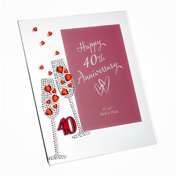 40th Anniversary Crystal Flute 4x6 Photo Frame