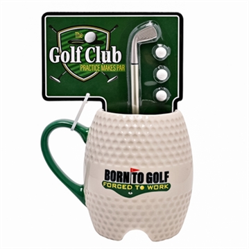 Golf Ball Mug & Putter Pen Set - 'Born To Golf'