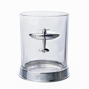 RAF Spitfire Glass & Metal Whiskey Tumbler