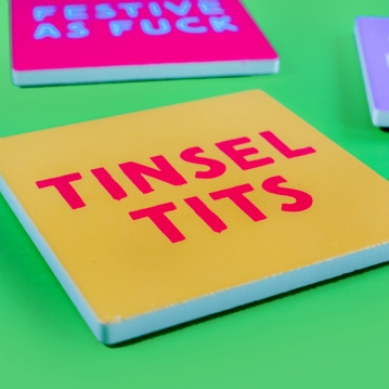 Cheeky Christmas Ceramic Coaster Set