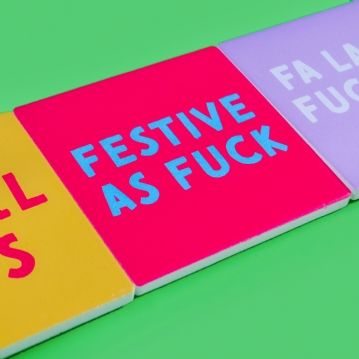 Cheeky Christmas Ceramic Coaster Set