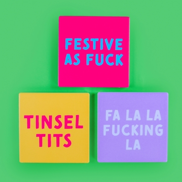Cheeky Christmas Ceramic Coaster Set