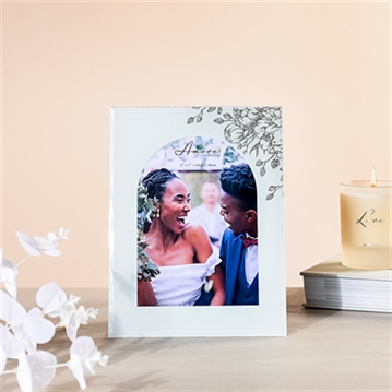 White Floral Glass Arch Photo Frame - 5" x 7"