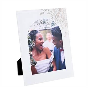 White Floral Glass Arch Photo Frame - 5" x 7"