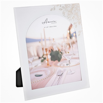 White Floral Glass Arch Photo Frame - 8" x 10"