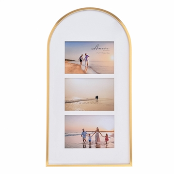 Gold Arched Collage Triple Photo Frame -  6" x 4"