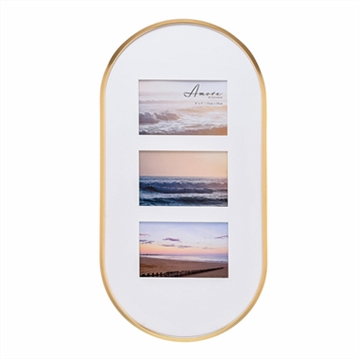 Gold Oval Collage 3 x Photo Frame -  6" x 4"