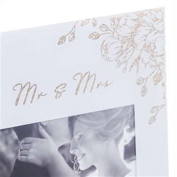 Mr & Mrs Grey Glass Gold Floral Frame - 4" x 6"