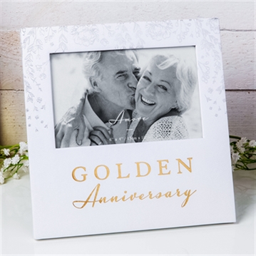 Golden 50th Anniversary Photo Frame - 6" x 4"