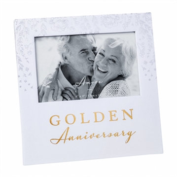 Golden 50th Anniversary Photo Frame - 6" x 4"