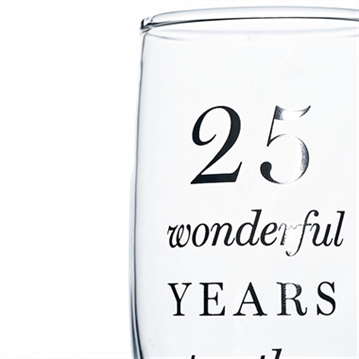 25th Anniversary Champagne Flute Glasses - Set of 2