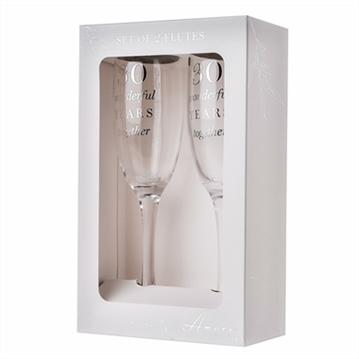 30th Anniversary Champagne Flute Glasses - Set of 2