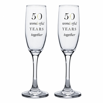 50th Anniversary Champagne Flute Glasses - Set of 2