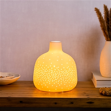 White Table Lamp with Dotted Shade