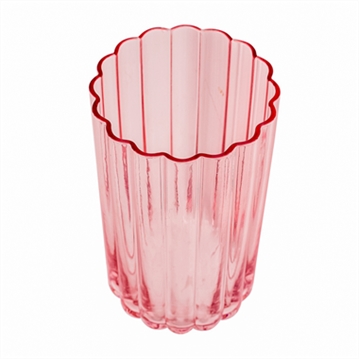 Set of 2 Scalloped Pink Glass Tumblers