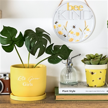 "Lets Grow Girls" Ceramic Plant Pot
