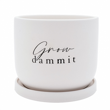 "Grow Damn It" Ceramic Plant Pot