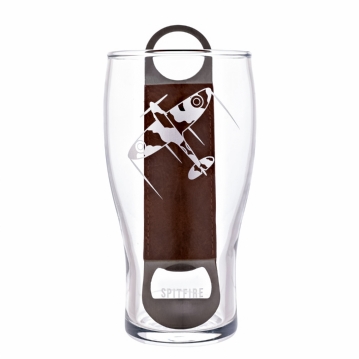 RAF Spitfire Etched Pint Glass & Bottle Opener Set